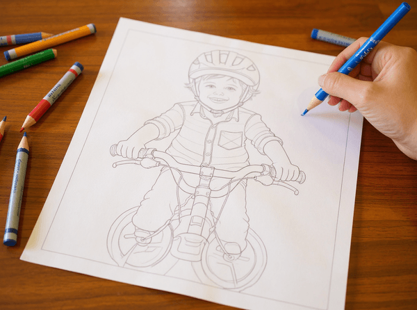 Child coloring a printed coloring page with bright crayons